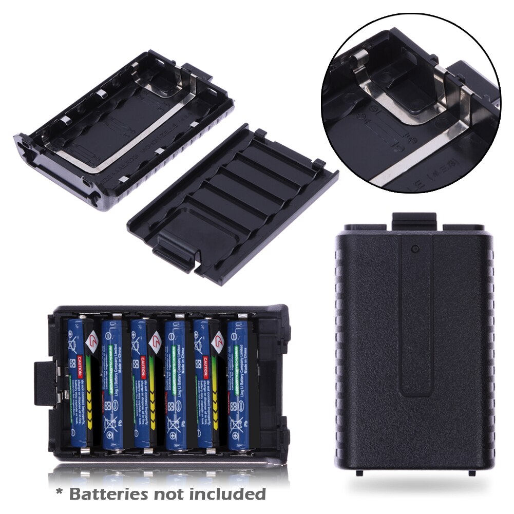 1Pcs 6 X Aaa Extended Battery Case Box Batterij Shell Voor Baofeng UV-5R 5RA/B/C/D 5RE + (Batterij Niet Inbegrepen)