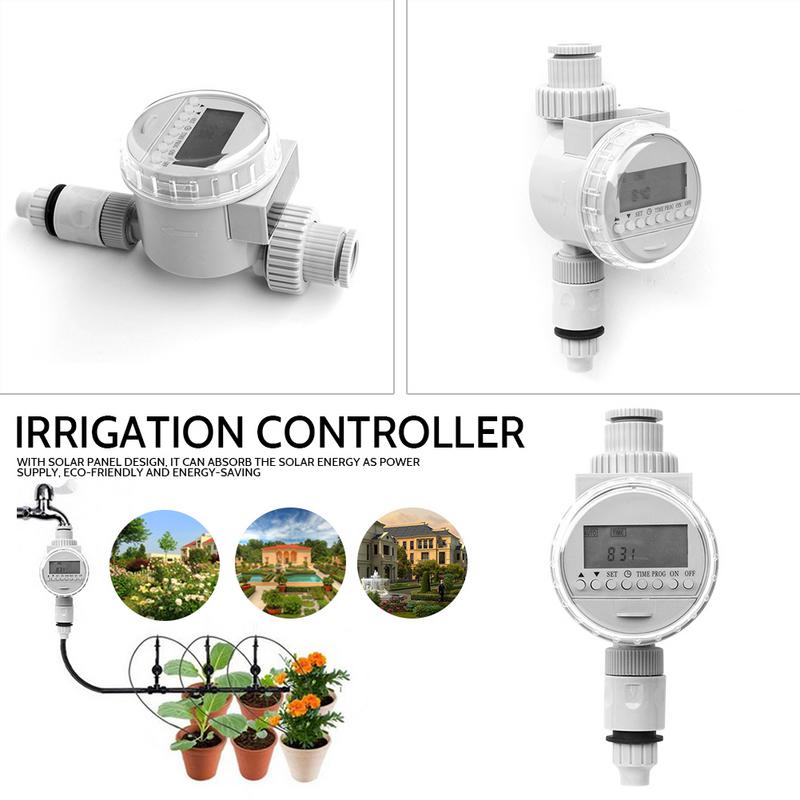 Automatic Electronic LCD Display Home Ball Valve Water Timer Garden Watering Timer Irrigation Controller System: White