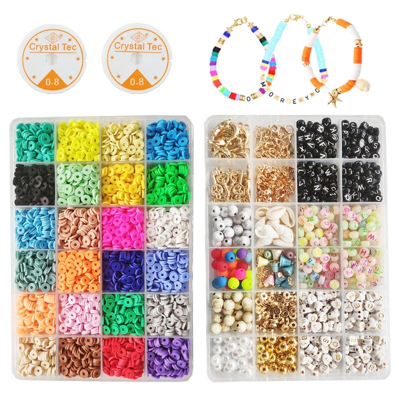 Clay Beads Spacer Beads for DIY Jewelry Making Polymer Clay Beads Colorful Round Handmade Necklace Bracelet Earring: 2