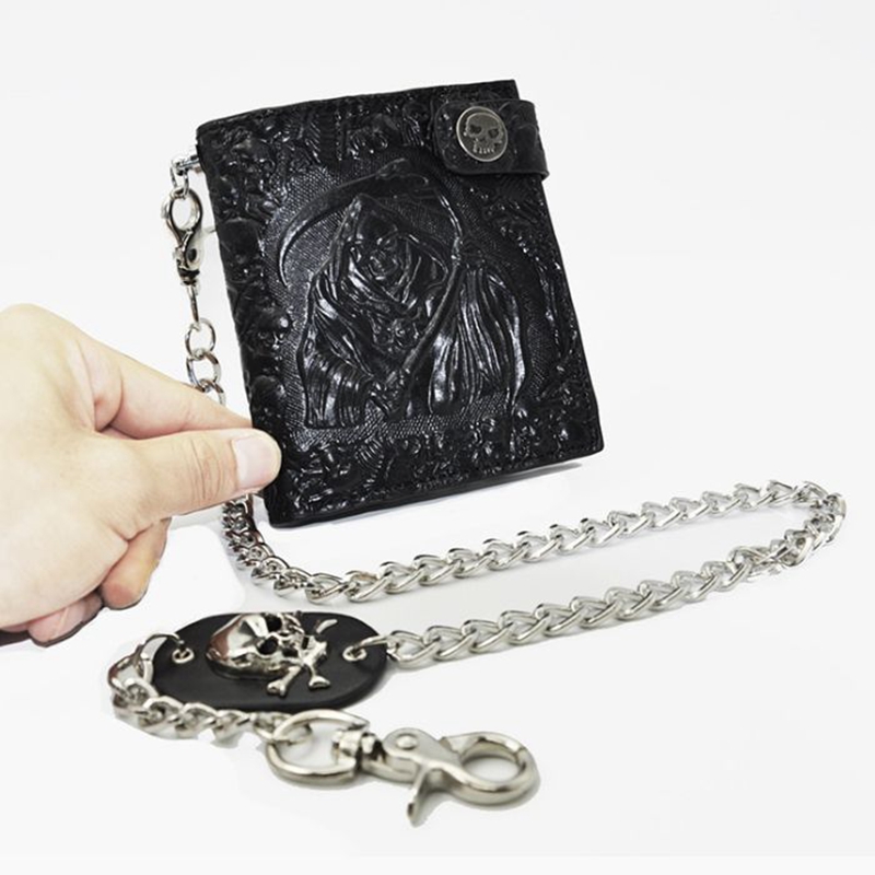 Punk Style Devil Skull Head Short Purse Embossed Leather Men Wallet Boys Rock Biker Snap Hasp Card Holder Clutch Wallets