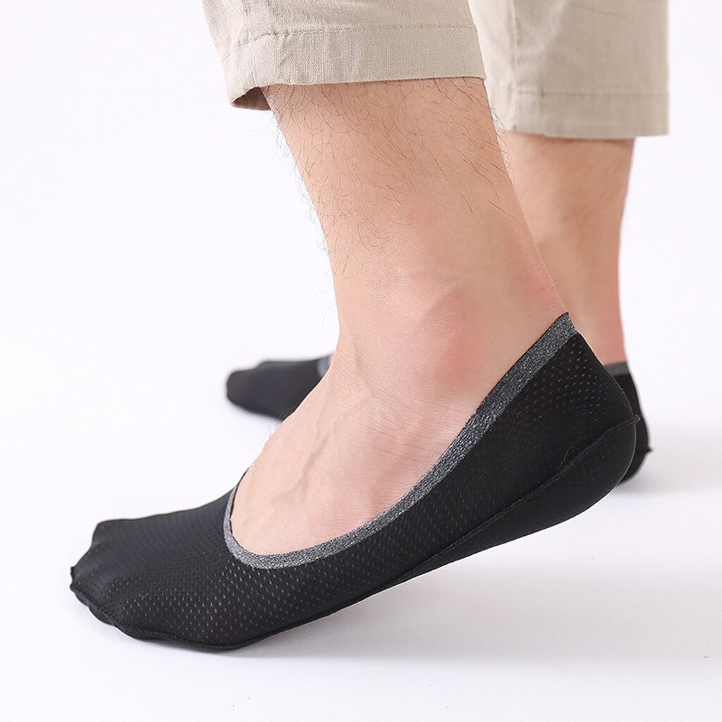 3pcs Ice Silk Socks Slippers Breathable Women Mens Cotton Ice Silk Soft Non-slip Sports Thin Seamless Invisible Socks