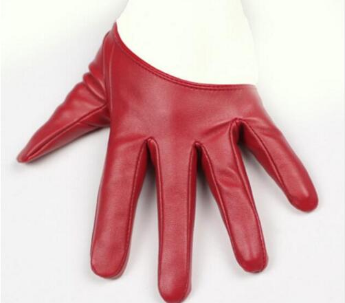 Multiple Color Women Patent leathe Gloves Women Solid Wrist Performance Dancing Mittens Driving Gloves: Red