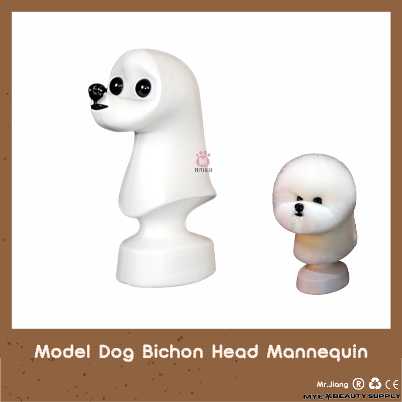 Grooming Model Dog Bichon Head Mannequin With Head Wig For Pet Goomers Trimming Practice / 1+1 KIT