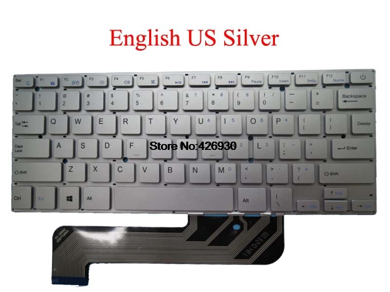 Teclado para ordenador portátil, para Irbis NB44, XK-HS002, MB27716023, Arabia, italiano, español, inglés, negro, sin marco, US SP IT AR,: English US silver