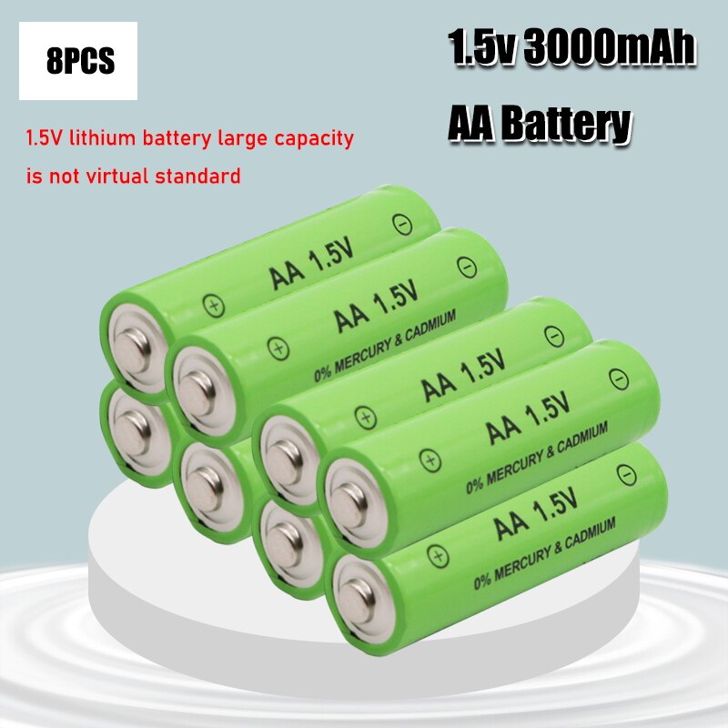 1.5V 3000Mah Aa Batterij Alkaline Oplaadbare Batterij 3000Mah 1.5V Aaa Batterij Voor Zaklamp Oplaadbare Batterij: 8PCS