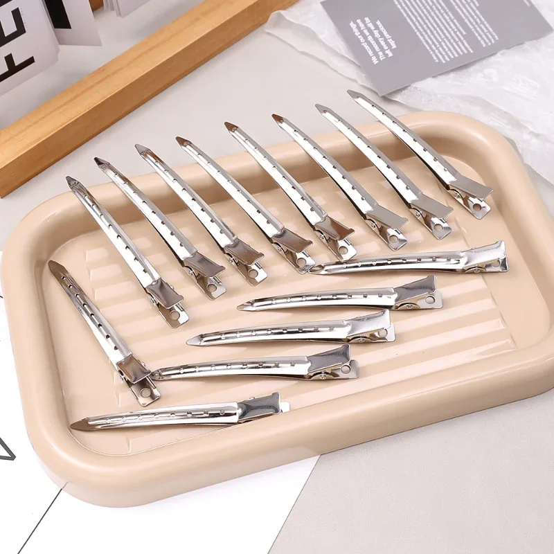 Pinzas para el cuidado del cabello, sección de peluquería de acero inoxidable, tocado, horquilla de Metal DIY, horquillas de posicionamiento de partición de pico de pato para niñas