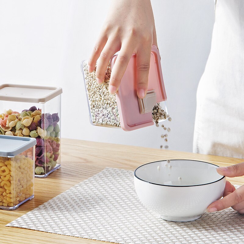 Transparent large-capacity storage tank household kitchen food storage box square stack of grains and grains sealed cans ZP32516