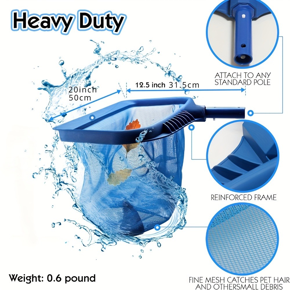 1pc heavy-duty pool skimming net - fine net leaf rake cleaning tool