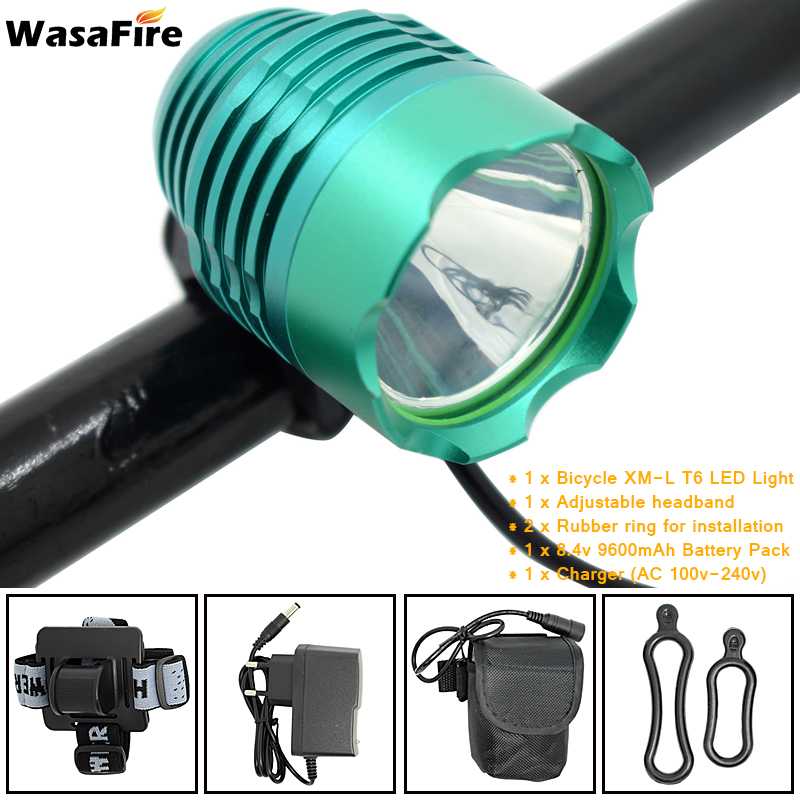 WasaFire Bicycle Light XML T6 Bike Light Night Safety Warning Headlight Cycling LED Flashlight Lanterna + 18650 Battery +Charger: Type C2 as picture