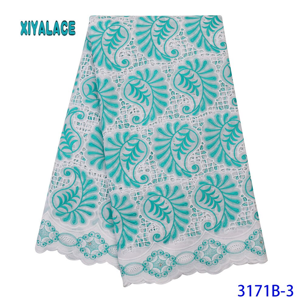 Lo último en Tela de encaje de malla Africana blanco puro para vestido de boda bordado, encaje nigeriano, encaje suizo de gasa, YA3171B-5 de Suiza