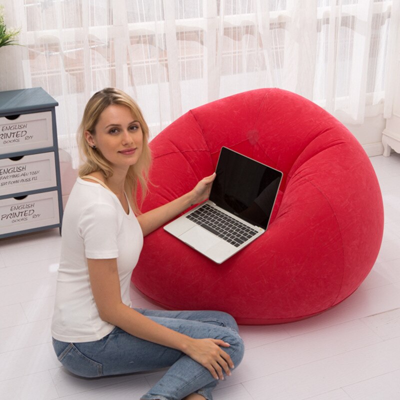 Modern ball shape flocking PVC inflatable sofa , living room bean bag chair
