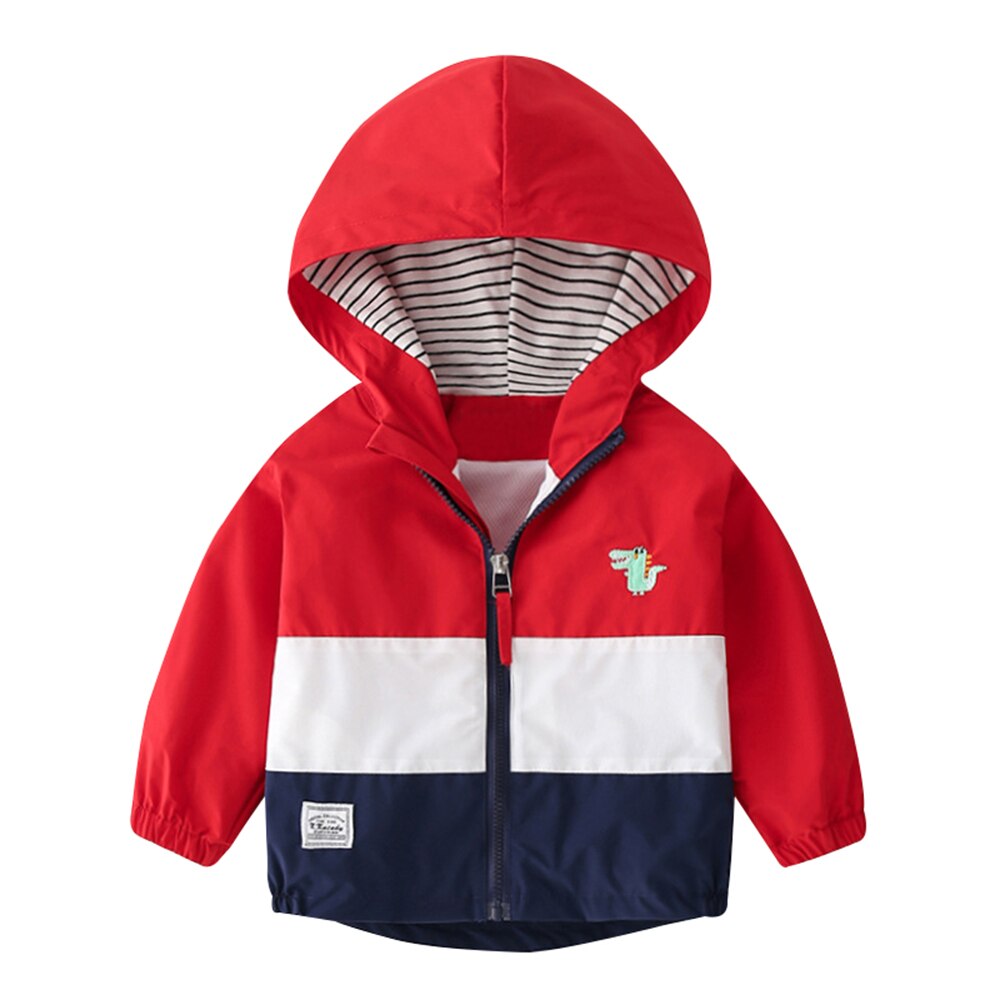 Mudkingdom Jongens Hooded Jassen Cartoon Dinosaurus Mode Patchwork Lange Mouwen Losse Kids Kleding 2 Tot 6 Jaar Lente Jongen Tops