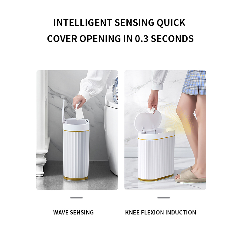 9L/12L/15L Kitchen Smart Trash Can Automatic Induction IPX5 Waterproof Electronic Bathroom Rubbish Bin Toilet Narrow Garbage Can
