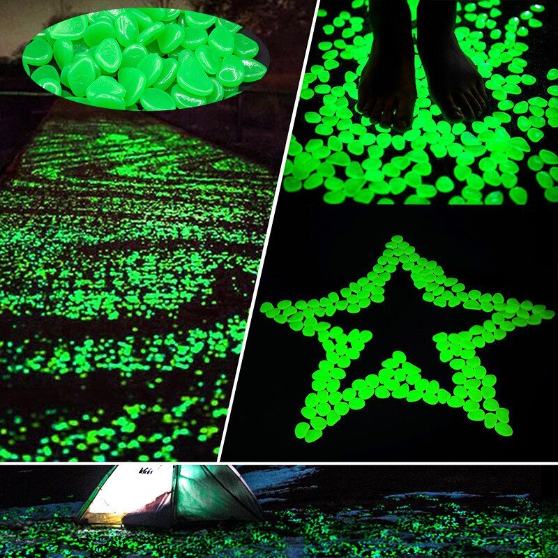 20/100pcs Glow in the Dark Garden Glow Stones Rocks for Walkways Garden Patio Lawn Garden Yard Decor Luminous Stone