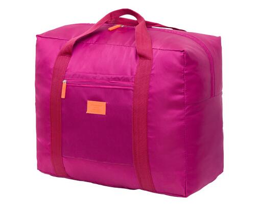 Travle bag blixtlås stor kapacitet nylon vikbar unisex bagage kläder sortering organisera väska: Vinröd