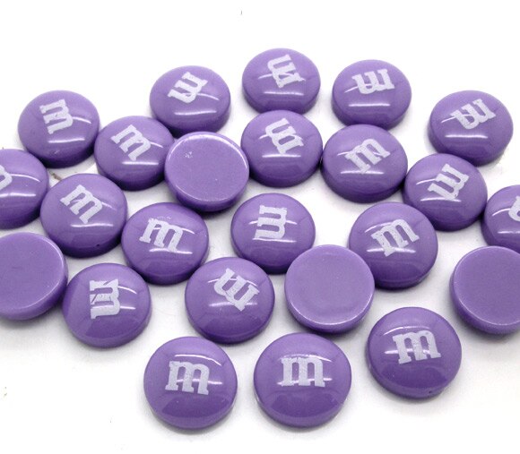 50Pcs 14mm Mixed Resin Decoration Crafts Letter M Bead Flatback Cabochon Scrapbook DIY Accessories Buttons: Purple