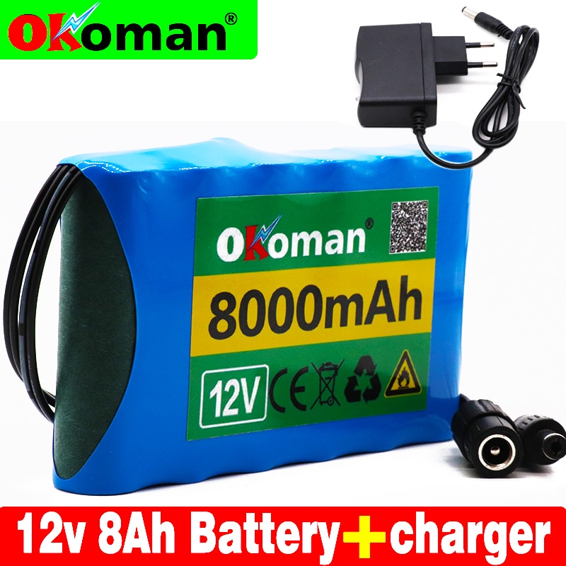 Original Portable Super 12V 8000mah battery Rechargeable Lithium Ion battery pack capacity DC 12.6v 8Ah CCTV Cam Monitor