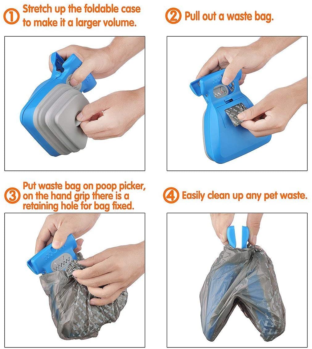 Poop Clip Dog Poop Picker Foldable Pet Poop Clip For Outdoor Use Pet Poop Storage Box Dog Sanitary Accessories With Garbage Bag