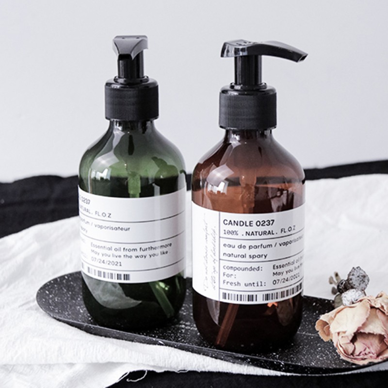 Botella de jabón de estilo nórdico para baño, botella rellenable de Gel de ducha marrón, para champú, acondicionador de pelo, lociones, dispensador de prensa, 300/500ml