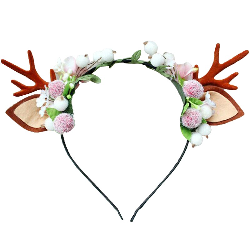 Christmas Deer Horn Headdress Elk Cat Ear Headband Kids Adults Hair Accessories Party Festival Year Decor Photo Props: white