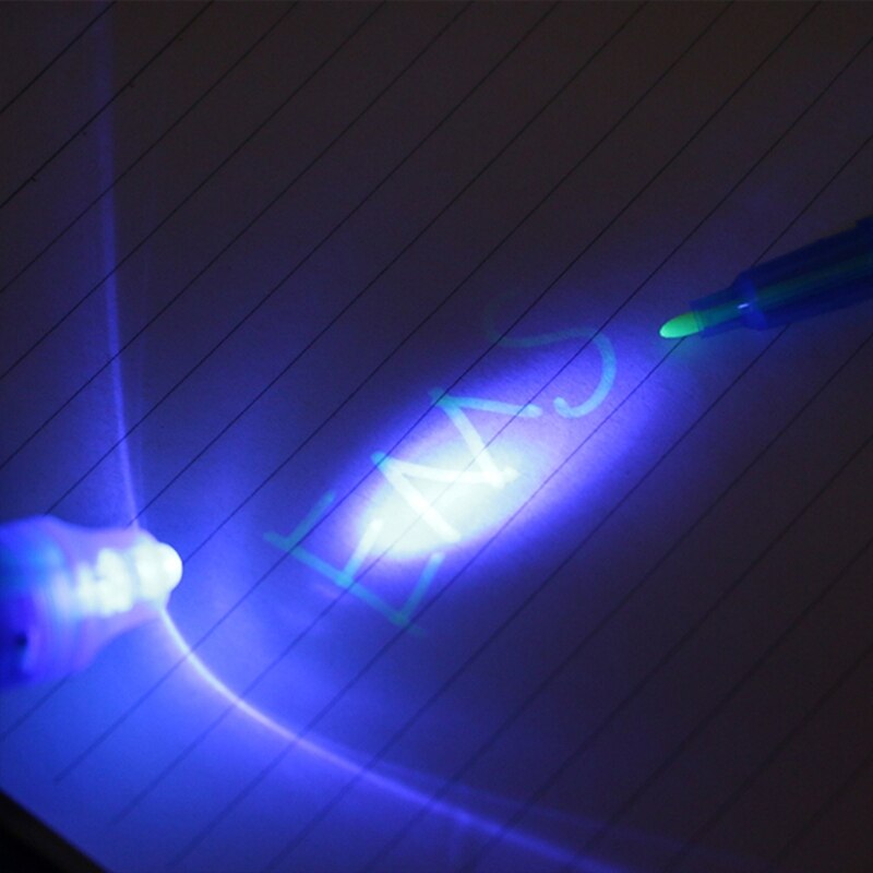 Rotulador de tinta Invisible con luz UV integrada, marcador mágico para seguridad de usar, 6 unids/set por juego