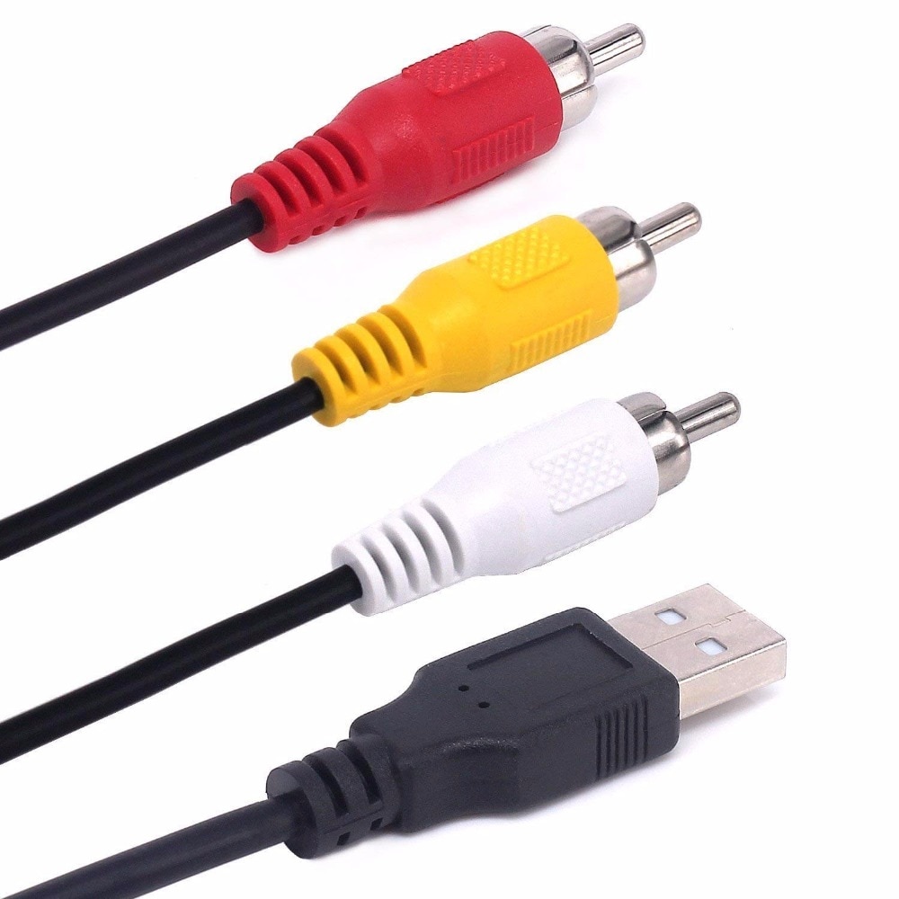 1.5m USB Male to 3 RCA Male Jack Splitter Audio Video AV Composite Adapter Cord Cable