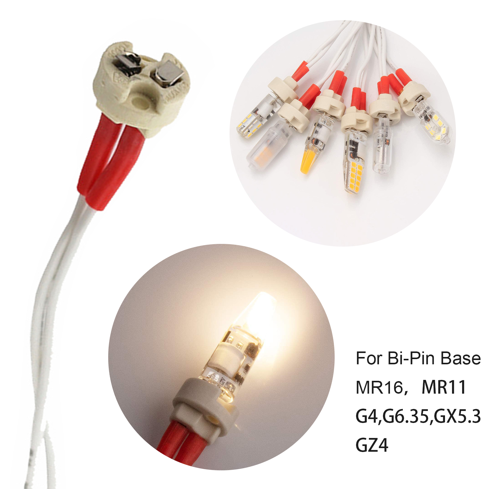 Conector de Base de enchufe MR16 Gu10, soporte de cerámica, cableado de lámpara para Base GU10, bombilla Led halógena Socke o GU10