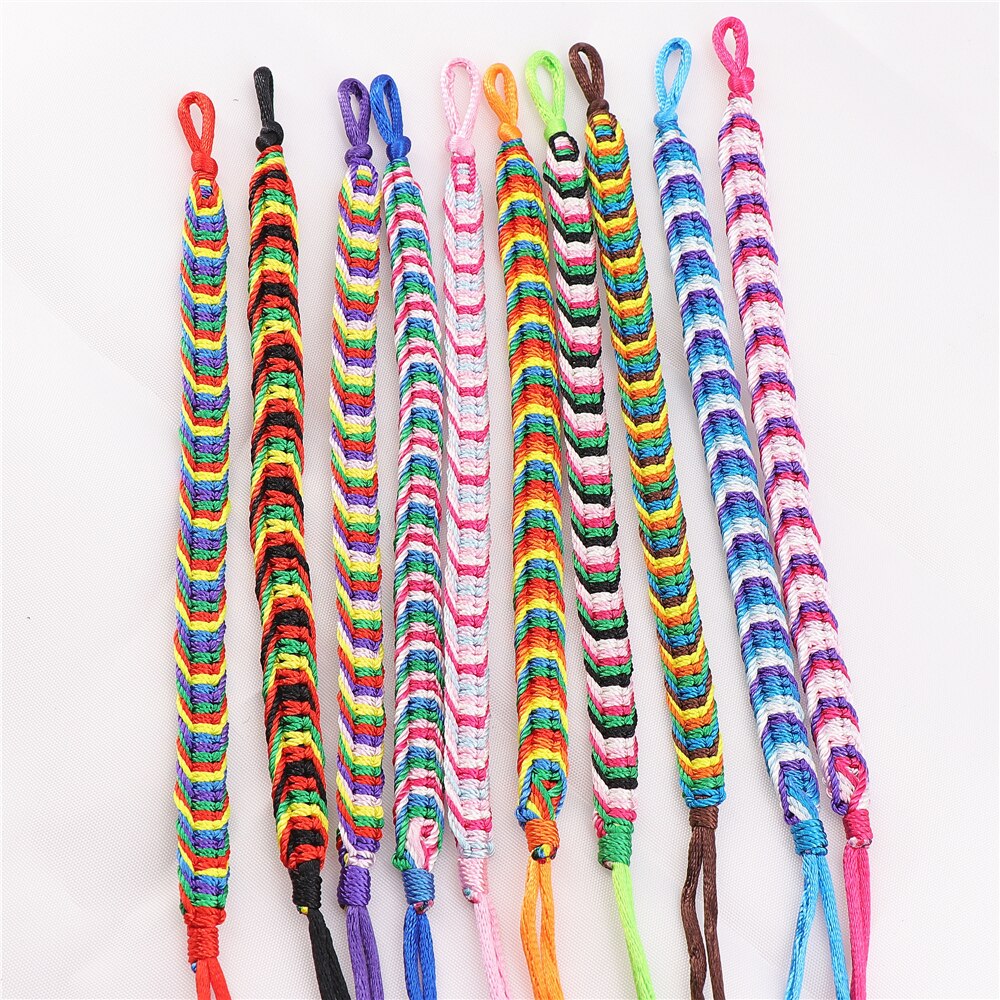 Commercio all'ingrosso 30 pz/lotto Etnico Della Boemia Regolabile Corda Intrecciata di Cotone Polsino di Amicizia Bracciali Per Uomo Donna (10 colori)