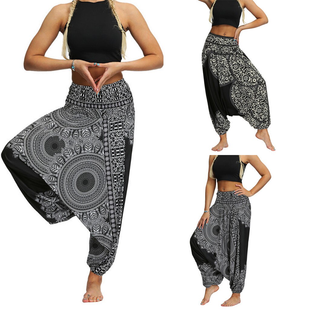 Women Casual Tennis Pants Loose Yoga Trousers Baggy Boho Jumpsuit Pants leggings sport women fitness combinaison femme#35