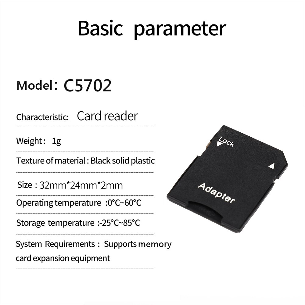 Lector de tarjetas TF a SD, convertidor de Adaptador de Tarjeta de Memoria para adaptador de cubierta de tarjeta TF