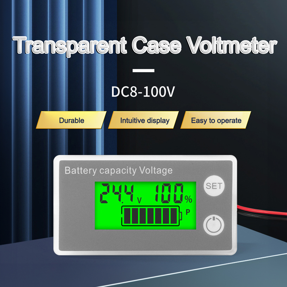 6133A Battery Capacity Indicator DC 8V-100V LCD Digital Voltmeter Electricity Meter 12V 24V 48V 72V Voltage Tester Battery Gauge