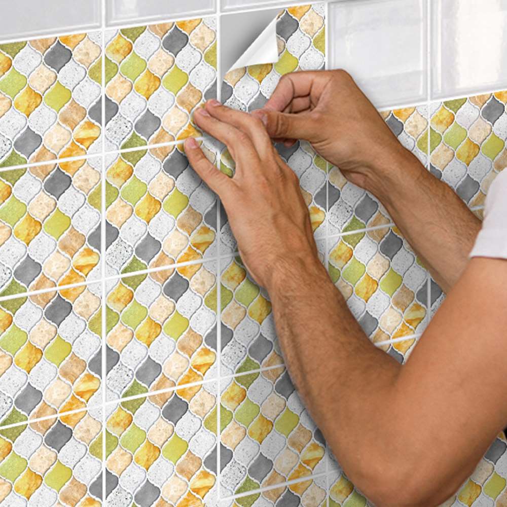 10 Pcs/Set Tile Stickers Wall Panel Sticker Mosaic Wallpaper For Bathroom Kitchen Self-adhesive Waterproof Wall Tile Decoration
