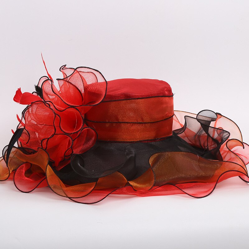 Sombreros de boda a la Para Novias sombreros de noche elegantes para Mujer Accesorios formales para el cabello de boda 9 colores para novia: Rojo