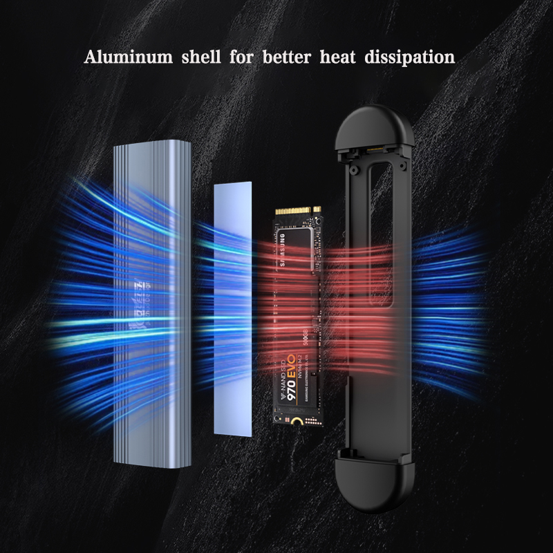 CoolFish M. 2 Mobile Solid State Drive Boxes Supports NVMe Protocol 4TB USB3.2 GENG2 Type-C 3.2GENG2 10Gb SSD Case for Mac OS