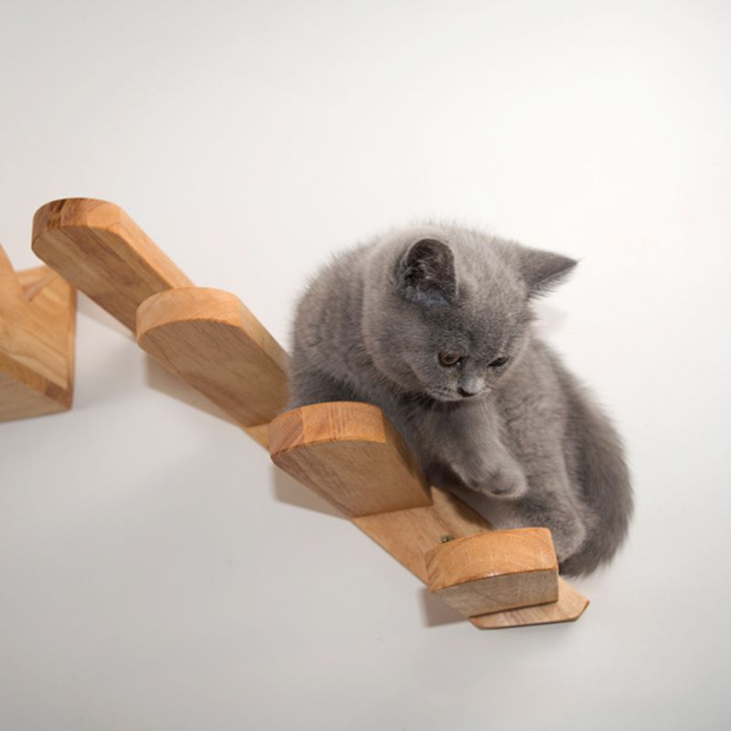 Veggmontert katt klatrestige tre kattunge trapper katt klatrestativ kjæledyrmøbler lekehus