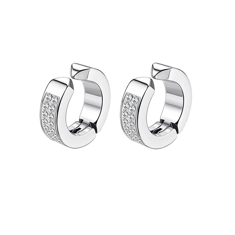 Boucles d&#39;oreilles magnétiques en acier inoxydable, 6 paires, Clip sur CZ, sans perçage, pour hommes et femmes, tous âges: Style F-1 pairs