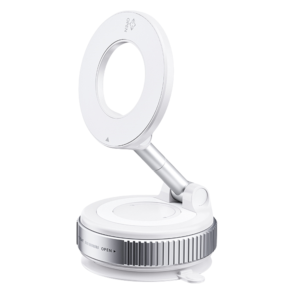 Soporte magnético para teléfono de coche con adsorción al vacío 360 ° Soporte plegable giratorio para teléfono móvil para coche/gimnasio/espejo/ducha/superficie lisa: Blanco