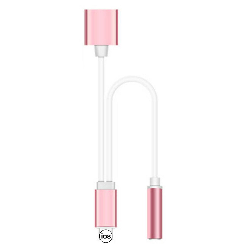 2 In 1 Draagbare Hoofdtelefoon Jack 3.5Mm Audio Jack Kabel Adapter Oplader Voor Iphone 7/8/X Hoofdtelefoon Opladen Muziek Call: Rose gold