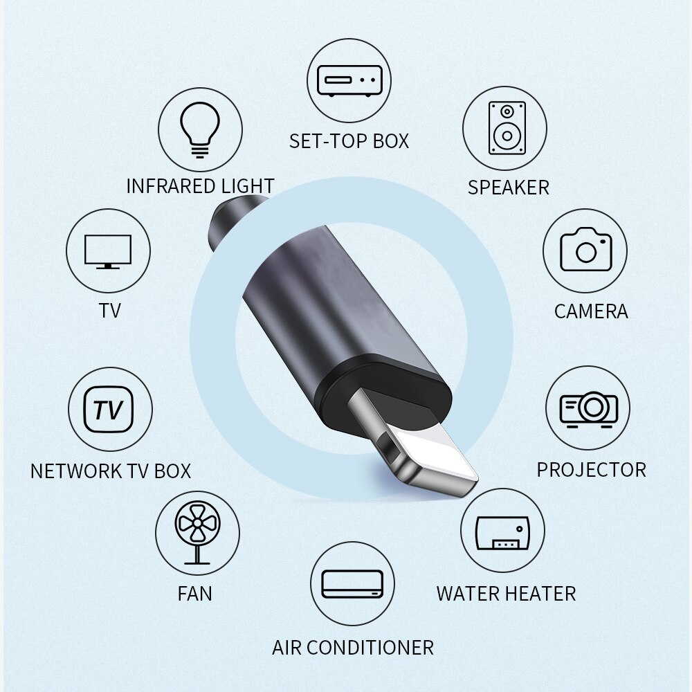 Ir controle remoto universal para caixa de tv ar condicionado app controle aparelhos infravermelhos mini adaptador para iphone micro usb tipo-c