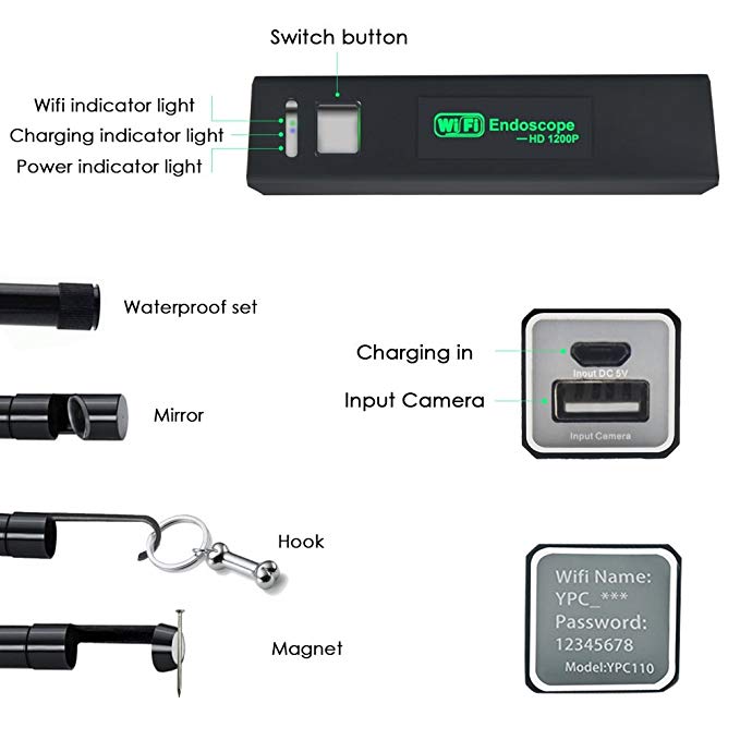 8mm 5/10M endoscoop Android/IOS/PC endoscoop waterdichte lens 8 LED licht endoscoop camera slang Wifi endoscoop detectie camera