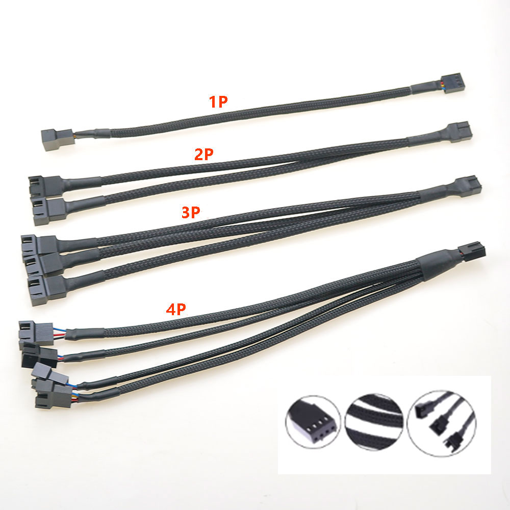 PWM Fan Splitter 4pin Adapter Cable 1 To 1 2 3 4 Computer CPU Fan Splitter PC Fan Extension Power Cable Fan Cooling Y Splitter