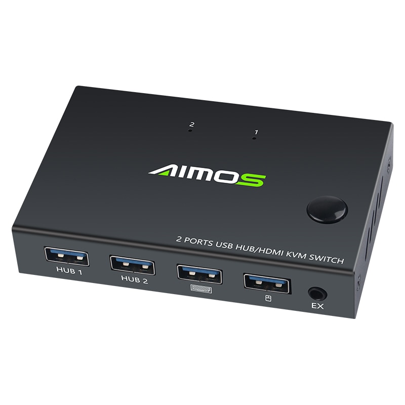 Für 2 PC teilen Tastatur Maus Drucker Stecker Und Paly Heraus 4K USB HDMI KVM Schalter Kasten Video Anzeige USB Schalter Splitter HEIßER