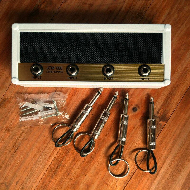Portallaves de pared para el hogar, soporte para llaves, amplificador de guitarra, soporte de caja colgante, rock: White