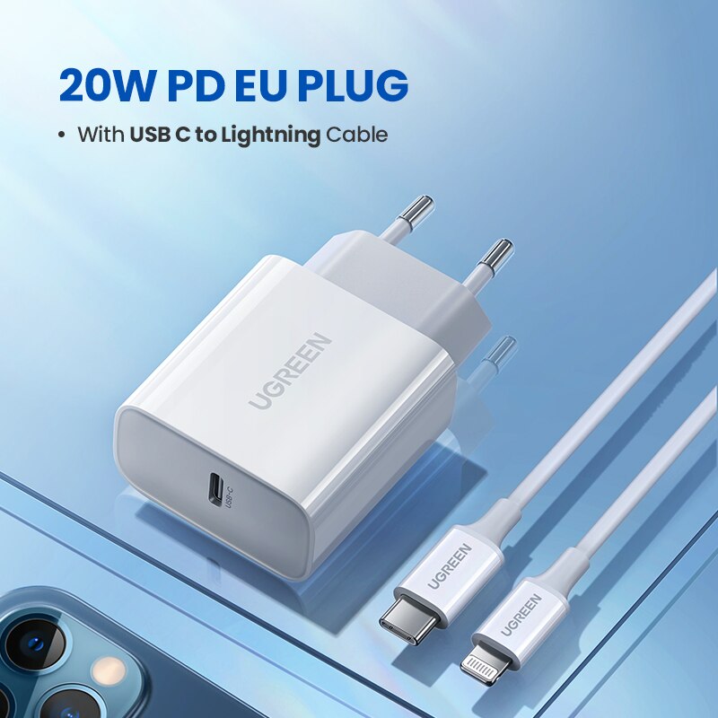 Ugreen pd carregador 20w qc4.0 qc3.0 usb tipo c carregador rápido carga rápida 4.0 3.0 qc para iphone 13 12 pro xs 8 xiaomi carregador de telefone: White add C-L
