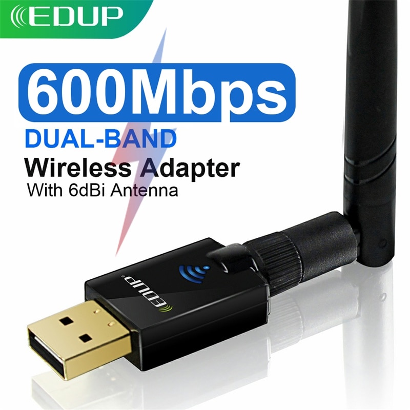 Edup 600Mbps Wifi Usb Adapter Draadloze Dual Band 5Ghz Usb Ethernet Netwerkkaart 6dbi Antenne Wifi Ontvanger 802.11b/N/G/Ac Voor Pc