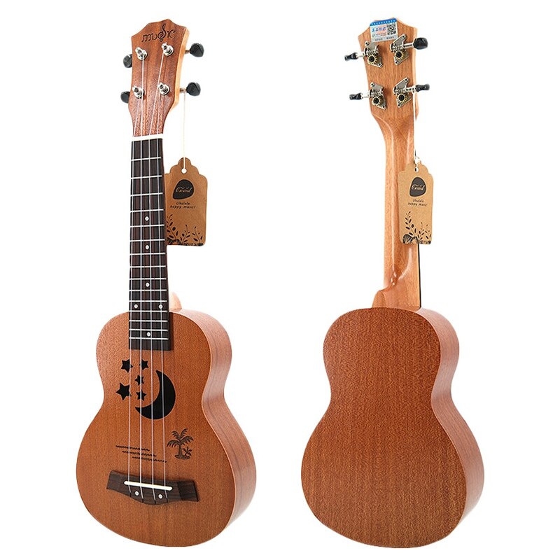 Sopranowe ukulele 21 cali Sapele wzór gwiazdy ukulele 4 struny nylonowe hawaje mini gitara uke podstrunnica palisander Ukelele muzyka w