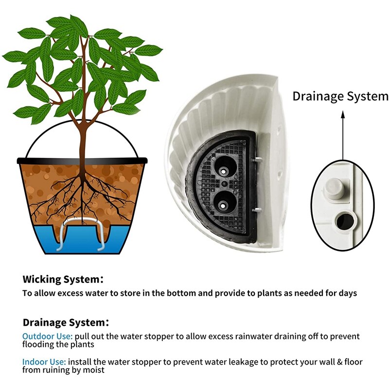 6 pak 8.2 tommer væghængende plantekrukker lodret havevindue hænge kasse beholder til planter blomster urter med krog