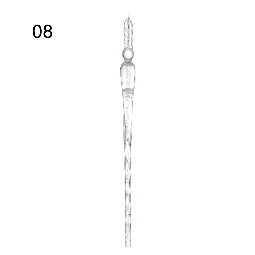 1Pcs Sicher Paket Vintage Glas Dip Tauch Stift Halter Unterschrift Füllung Tinte Brunnen Stifte Handgemachte Glas Dip Brunnen Stift: 8