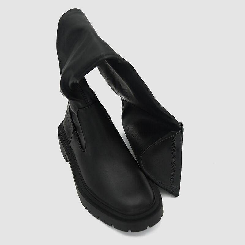 Winter women stretch boots chunky heel platform slip on women over knee boots