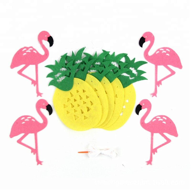 Hawaiian Tropical Party Decorations Pull Flower Bunting Pineapple Flamingo Happy Birthday Party Decor Banner Hawaii Pull Flag